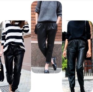 Charles Klein Vintage High Rise Soft Leather Pants 2 Side Flat Pockets